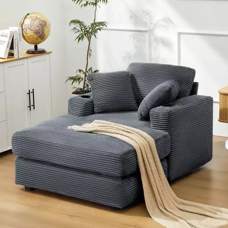 Fauteuil inclinable en velours côtelé avec repose-pieds, style moderne