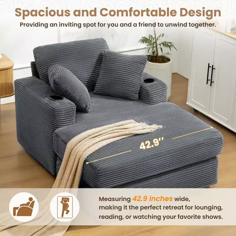 Fauteuil inclinable en velours côtelé avec repose-pieds, style moderne
