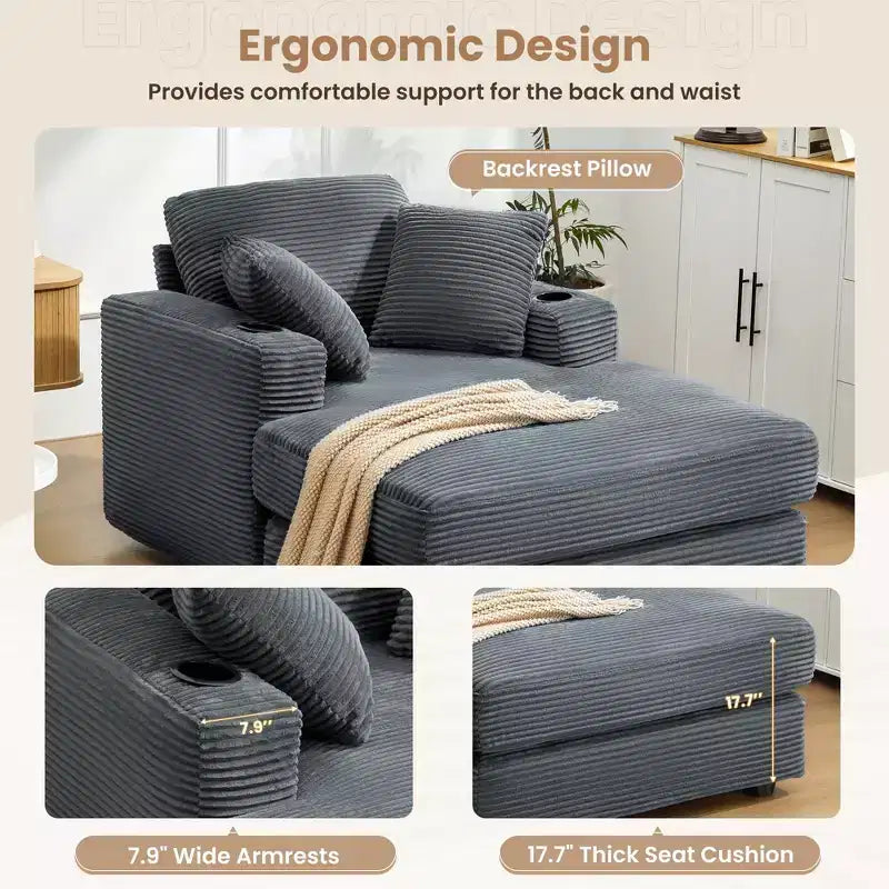 Fauteuil inclinable en velours côtelé avec repose-pieds, style moderne