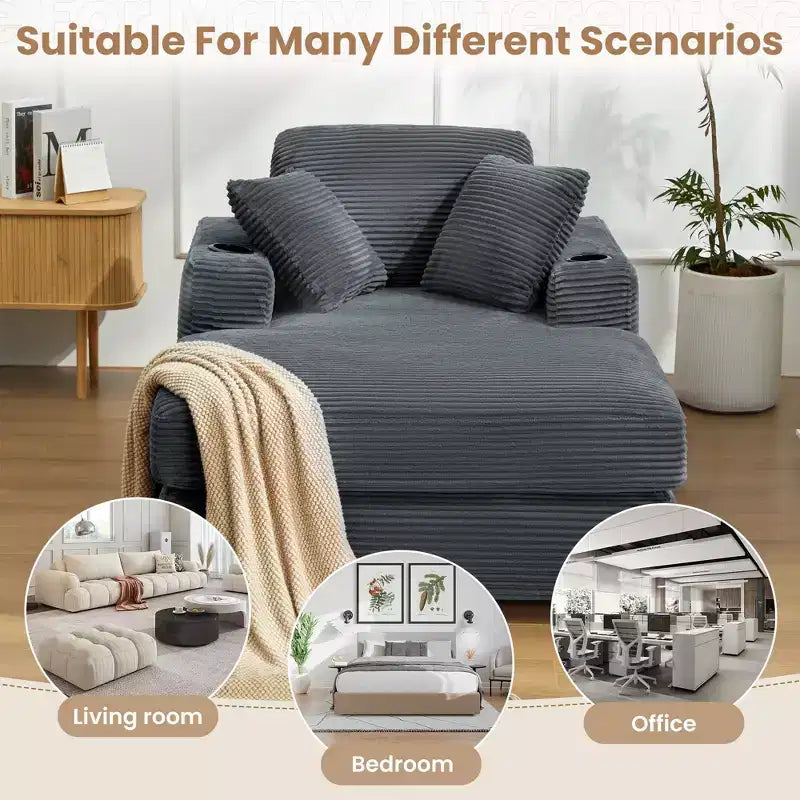 Fauteuil inclinable en velours côtelé avec repose-pieds, style moderne