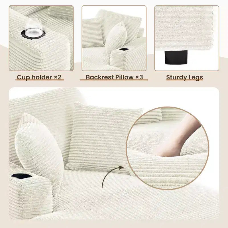 Fauteuil inclinable en velours côtelé avec repose-pieds, style moderne