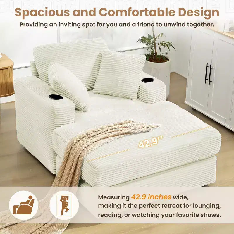Fauteuil inclinable en velours côtelé avec repose-pieds, style moderne