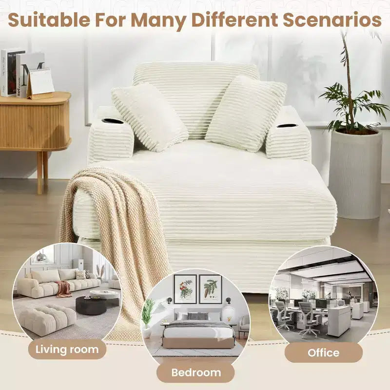 Fauteuil inclinable en velours côtelé avec repose-pieds, style moderne
