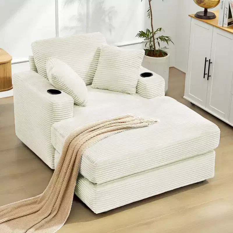 Fauteuil inclinable en velours côtelé avec repose-pieds, style moderne
