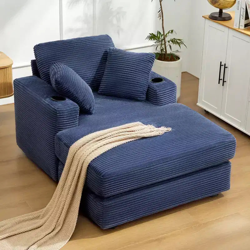 Fauteuil inclinable en velours côtelé avec repose-pieds, style moderne