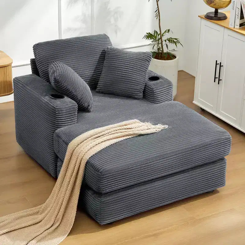 Fauteuil inclinable en velours côtelé avec repose-pieds, style moderne