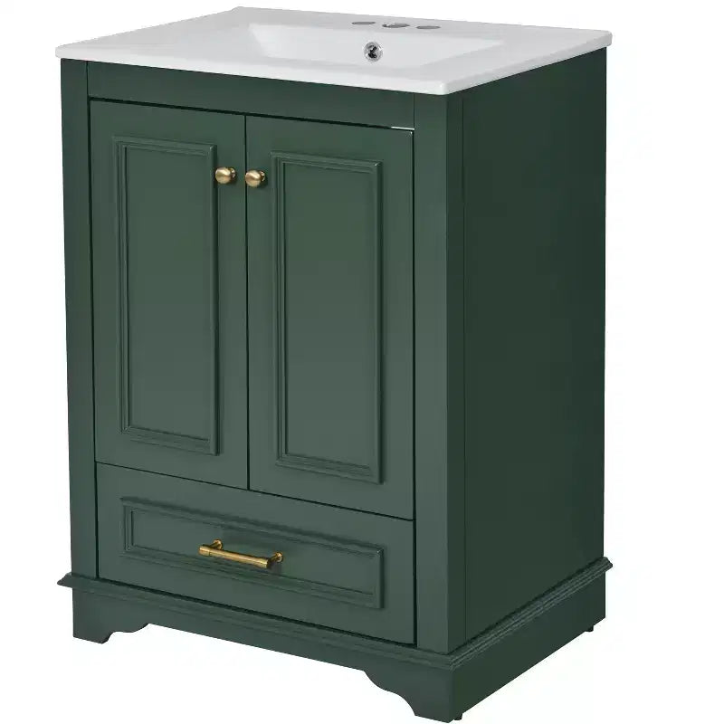 Comprend un lavabo en céramique ; un meuble bas autoportant moderne