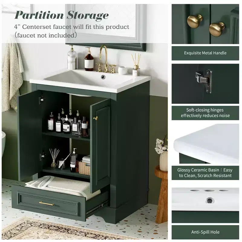 Comprend un lavabo en céramique ; un meuble bas autoportant moderne