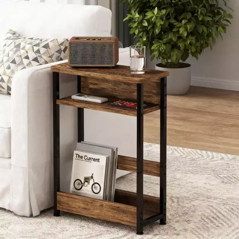 Table d'appoint à trois niveaux de style industriel, peu encombrante