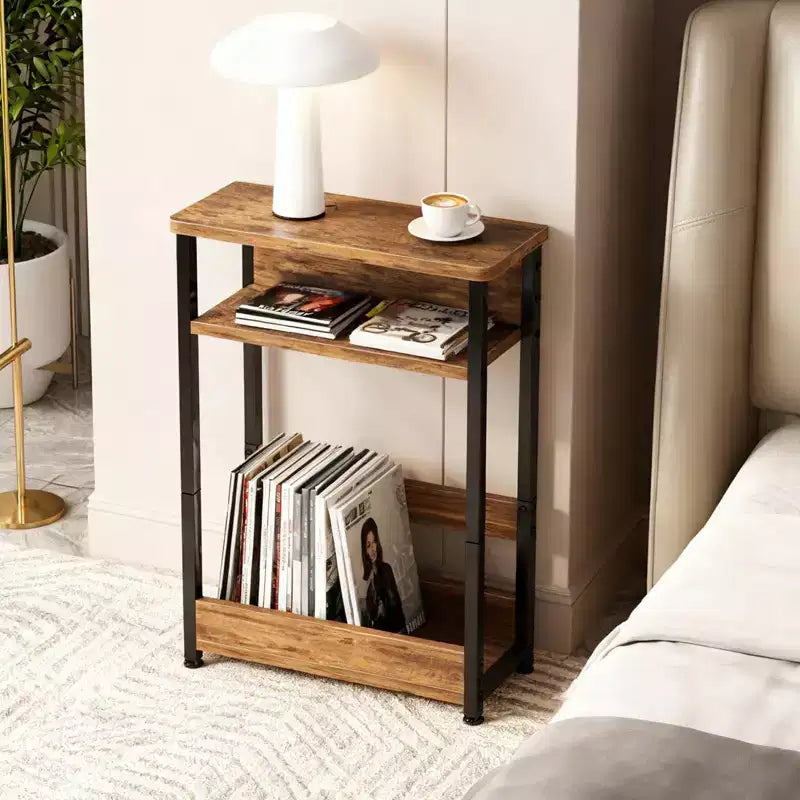 Table d'appoint à trois niveaux de style industriel, peu encombrante