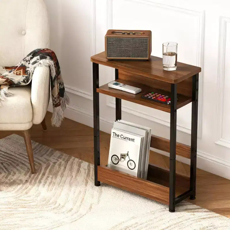Table d'appoint à trois niveaux de style industriel, peu encombrante