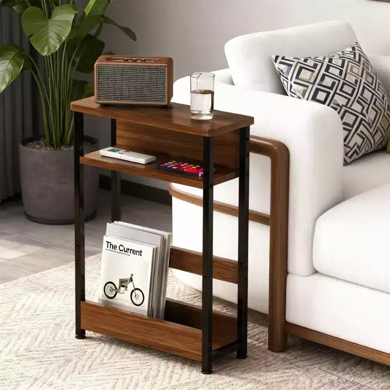 Table d'appoint à trois niveaux de style industriel, peu encombrante