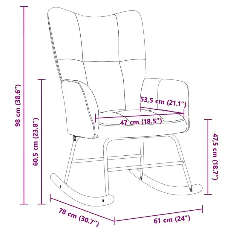Fauteuil à bascule/fauteuil de salon/chaise d'appoint de salon, assise rembourrée en velours