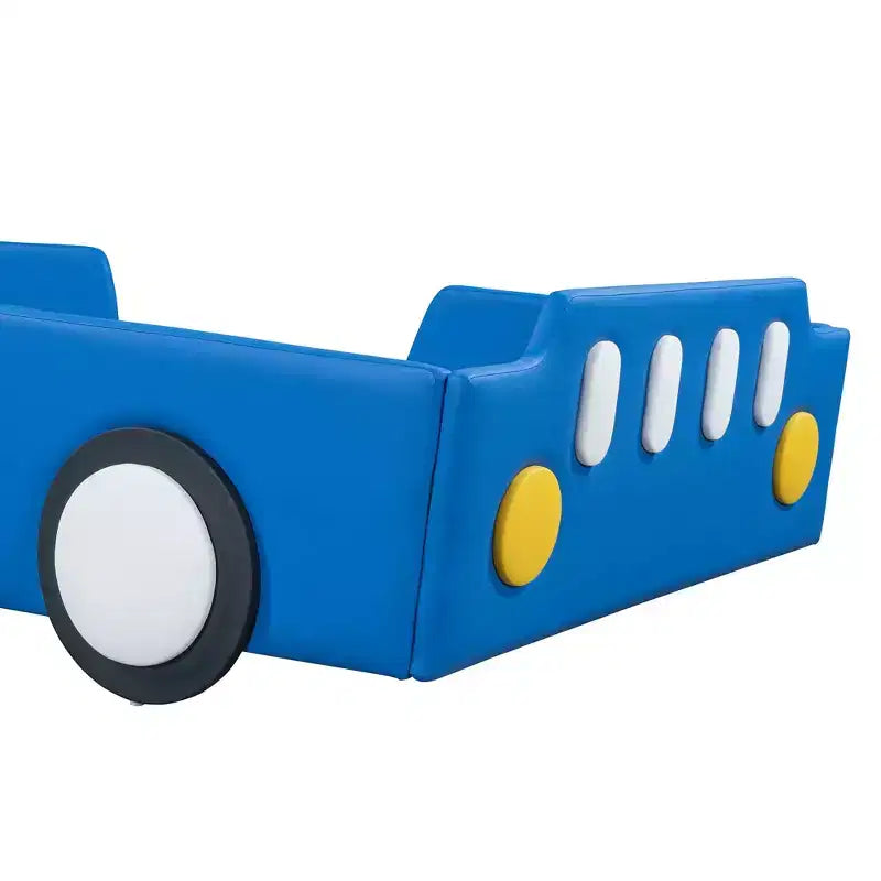 Lit plateforme en forme de voiture de course, taille jumeau ; Roues ; Chambre d'enfant ; Rouge