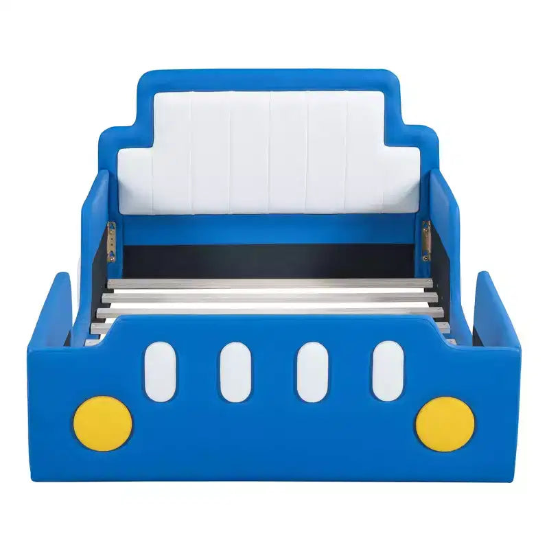 Lit plateforme en forme de voiture de course, taille jumeau ; Roues ; Chambre d'enfant ; Rouge