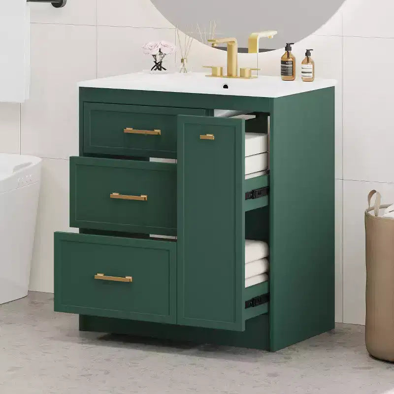 Meuble-lavabo simple vasque ; armoire de rangement moderne sur pied pour salle de bain