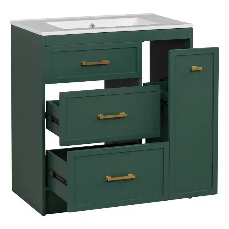 Meuble-lavabo simple vasque ; armoire de rangement moderne sur pied pour salle de bain