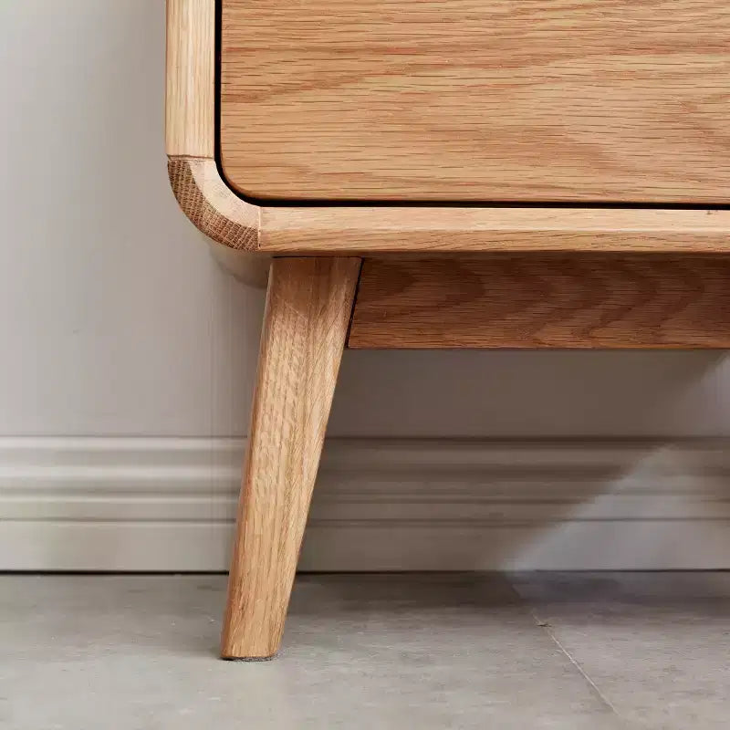 Table de chevet moderne en chêne massif avec deux tiroirs