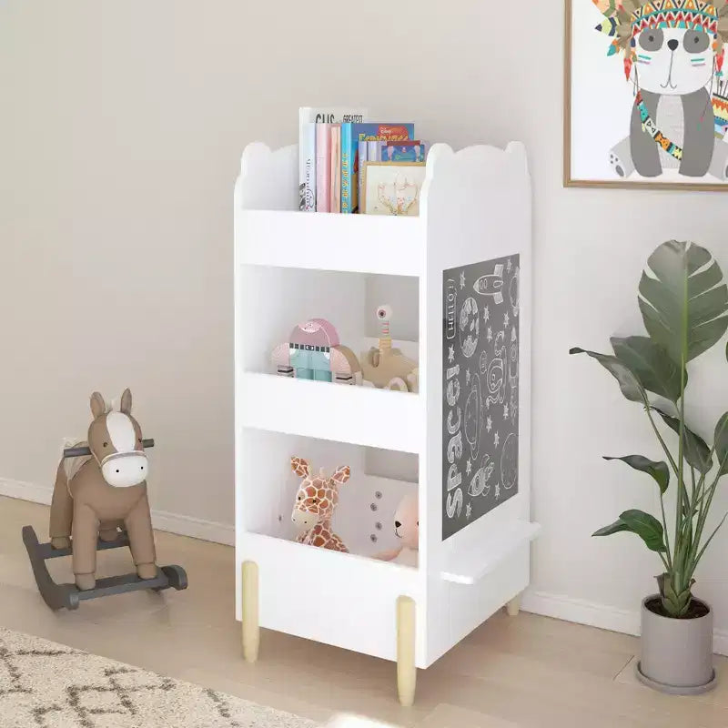 Étagère à livres pour enfants avec tableau noir latéral; étagère de rangement pour jouets et livres
