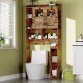 Over Toilet Storage Cabinet with Adjustable Shelves; Tall Bathroom Cabinet with Glass Doors; Freestanding Toilet Organizer for Bathroom