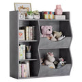 Kids 3-Tier Toy Storage Organizer Kids Bookshelf Double Sided Tray- 5 Compartment Bookshelf and Toy Shelf for Bedroom; Living Room; and Kindergarten