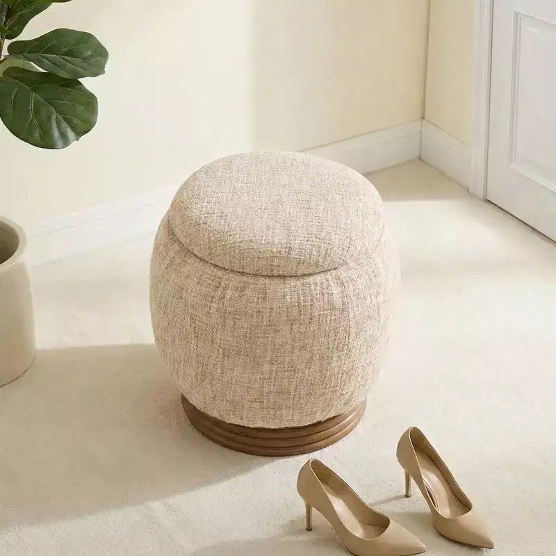 Repose-pieds de rangement rond avec couvercle à charnière