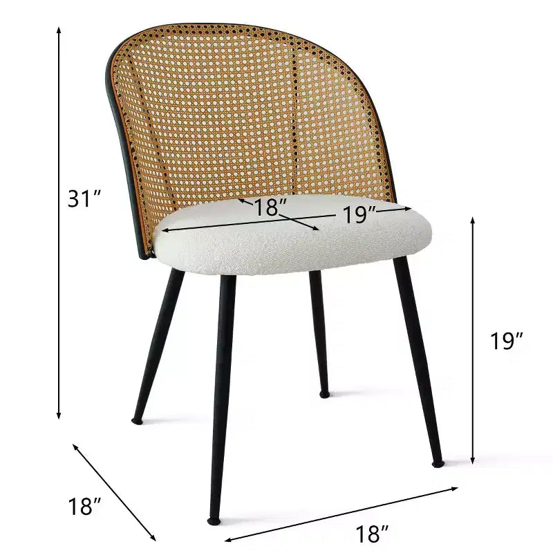 Chaise de cuisine moderne en rotin sans accoudoirs avec coussin