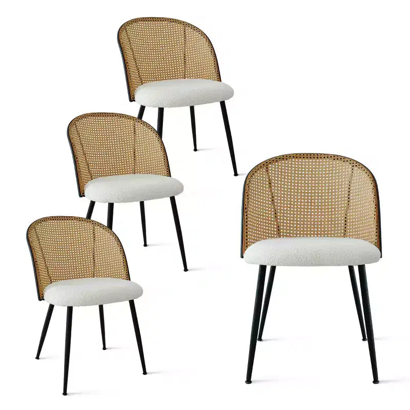 Chaise de cuisine moderne en rotin sans accoudoirs avec coussin