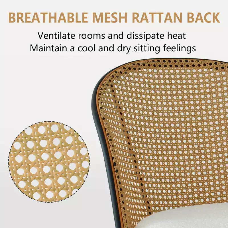 Chaise de cuisine moderne en rotin sans accoudoirs avec coussin