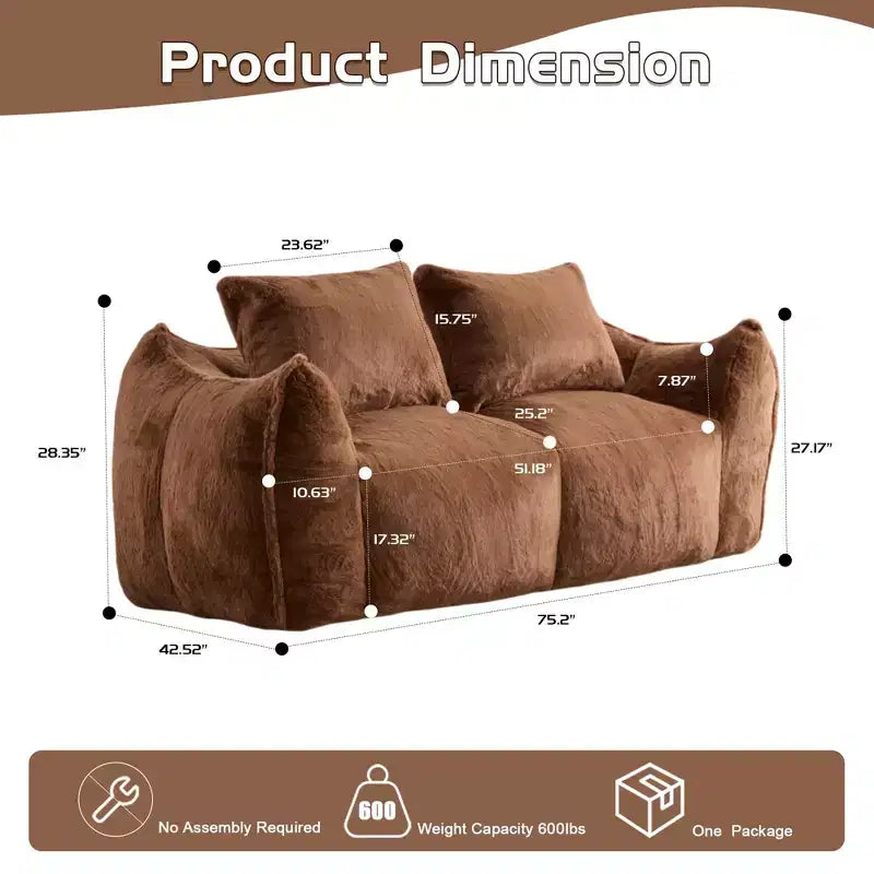 Canapé géant en pouf ; pouf deux places en mousse à mémoire de forme