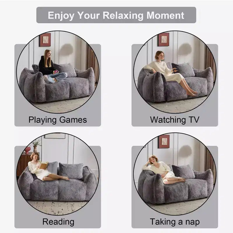 Canapé géant en pouf ; pouf deux places en mousse à mémoire de forme