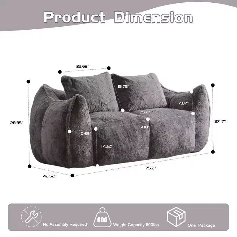 Canapé géant en pouf ; pouf deux places en mousse à mémoire de forme