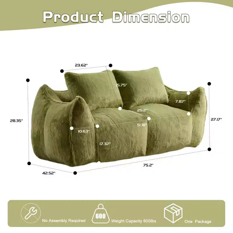 Canapé géant en pouf ; pouf deux places en mousse à mémoire de forme