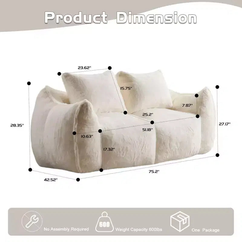 Canapé géant en pouf ; pouf deux places en mousse à mémoire de forme