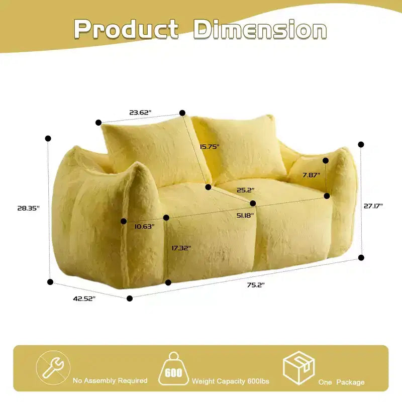 Canapé géant en pouf ; pouf deux places en mousse à mémoire de forme