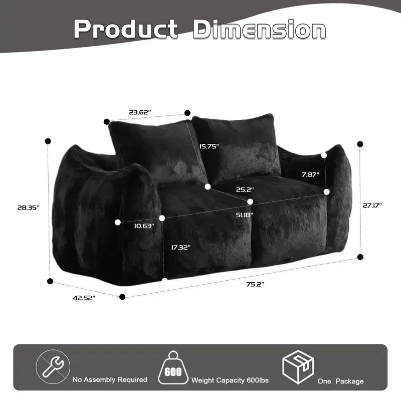 Canapé géant en pouf ; pouf deux places en mousse à mémoire de forme