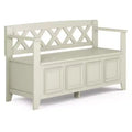 WyndenHall 48" Halifax Transitional Entryway Storage Bench Antique White: Solid Wood; Dual Compartment; 300 lbs Capacity