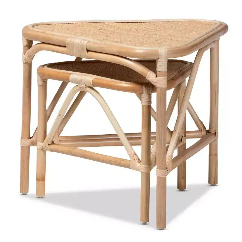 Table d'appoint. Table gigogne triangulaire fabriquée à la main