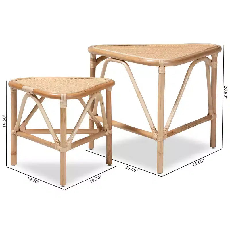 Table d'appoint. Table gigogne triangulaire fabriquée à la main