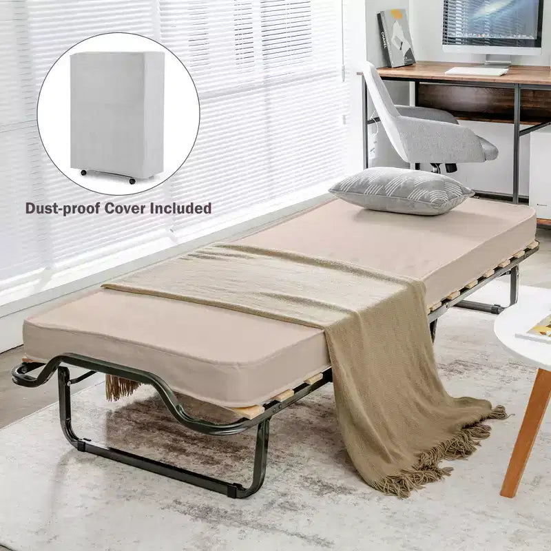 Lit pliant avec matelas à mémoire de forme et housse de rangement