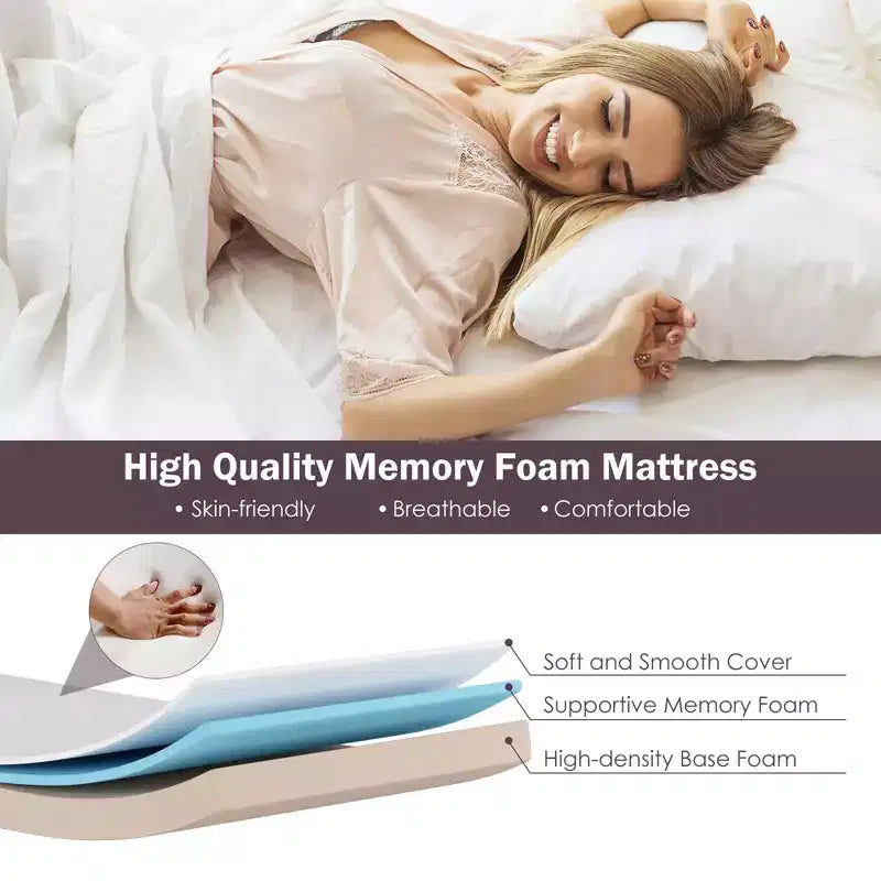 Lit pliant avec matelas à mémoire de forme et housse de rangement